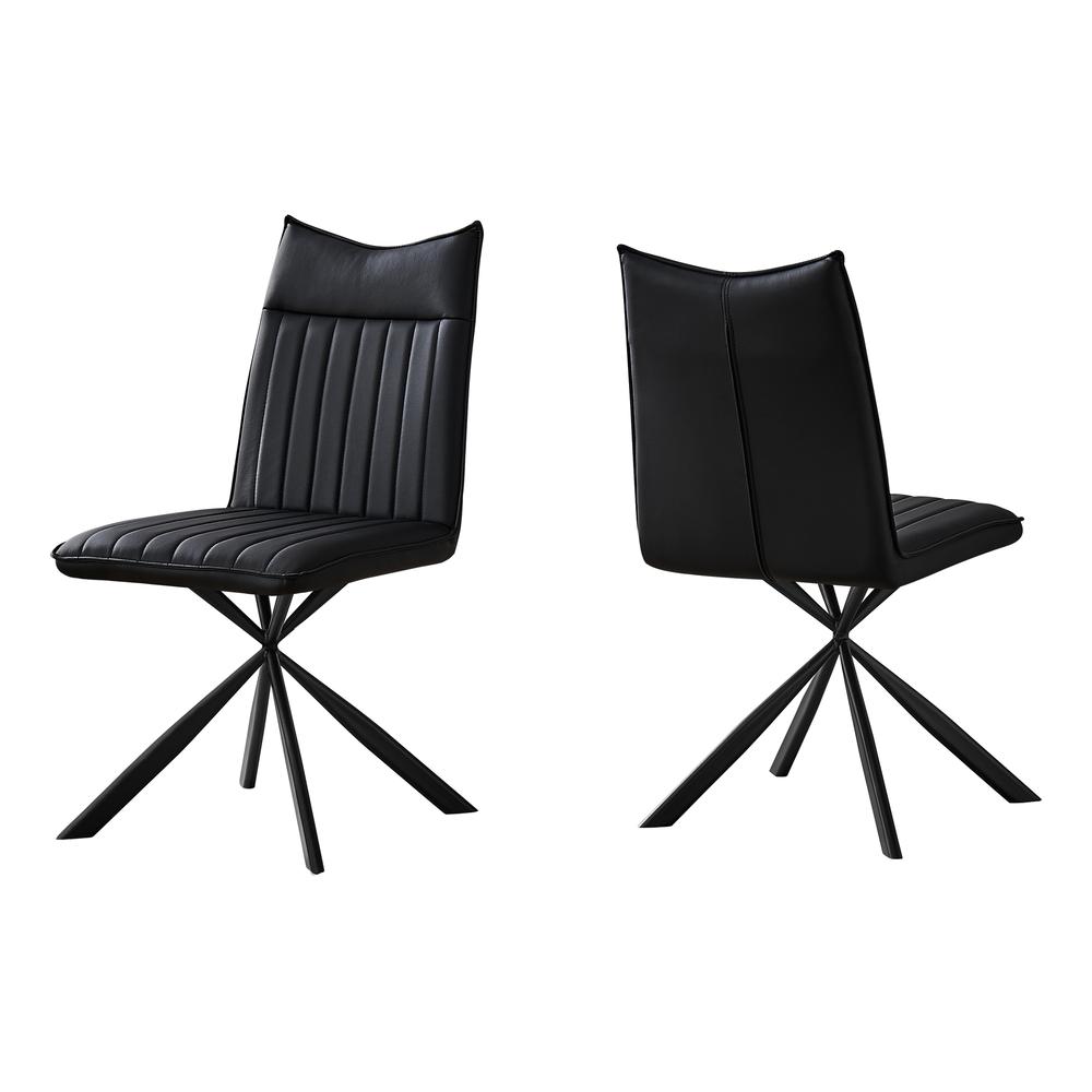 CHAISE DE SALLE A MANGER - 2PCS / 36"H / SIMILI-CUIR NOIR / NOIR