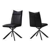 CHAISE DE SALLE A MANGER - 2PCS / 36"H / SIMILI-CUIR NOIR / NOIR