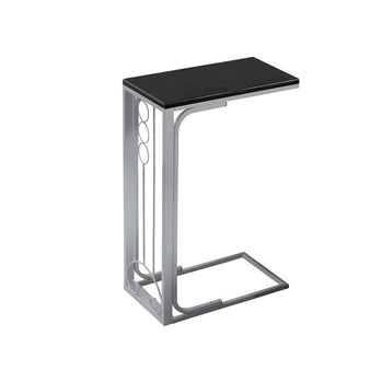 TABLE D'APPOINT - PLATEAU NOIR / METAL ARGENT 