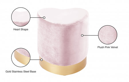 Pouf en velours cœur | Tabouret