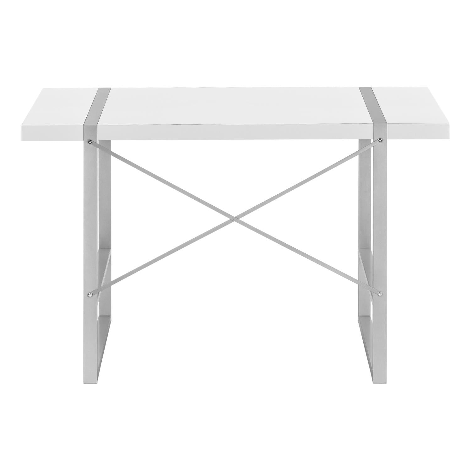 BUREAU D'ORDINATEUR - 48"L / BLANC / METAL ARGENT