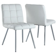 CHAISE DE SALLE A MANGER - 2PCS / 32"H / SIMILI-CUIR BLANC / CHROME