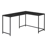 BUREAU D'ORDINATEUR - 58"L / MARBRE NOIR / COIN METAL NOIR