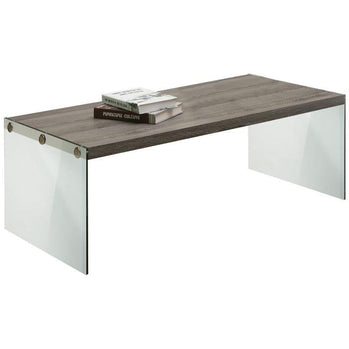 TABLE BASSE - TAUPE FONCÉ AVEC VERRE TREMPÉ 