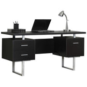 BUREAU D'ORDINATEUR - 60"L / ESPRESSO / METAL ARGENT