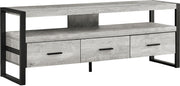 MEUBLE TV - 60"L / FAUX BOIS GRIS / 3 TIROIRS