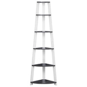 BIBLIOTHÈQUE - 72"H / ÉTAGERE D'ACCENT EN COIN GRIS-BLANC