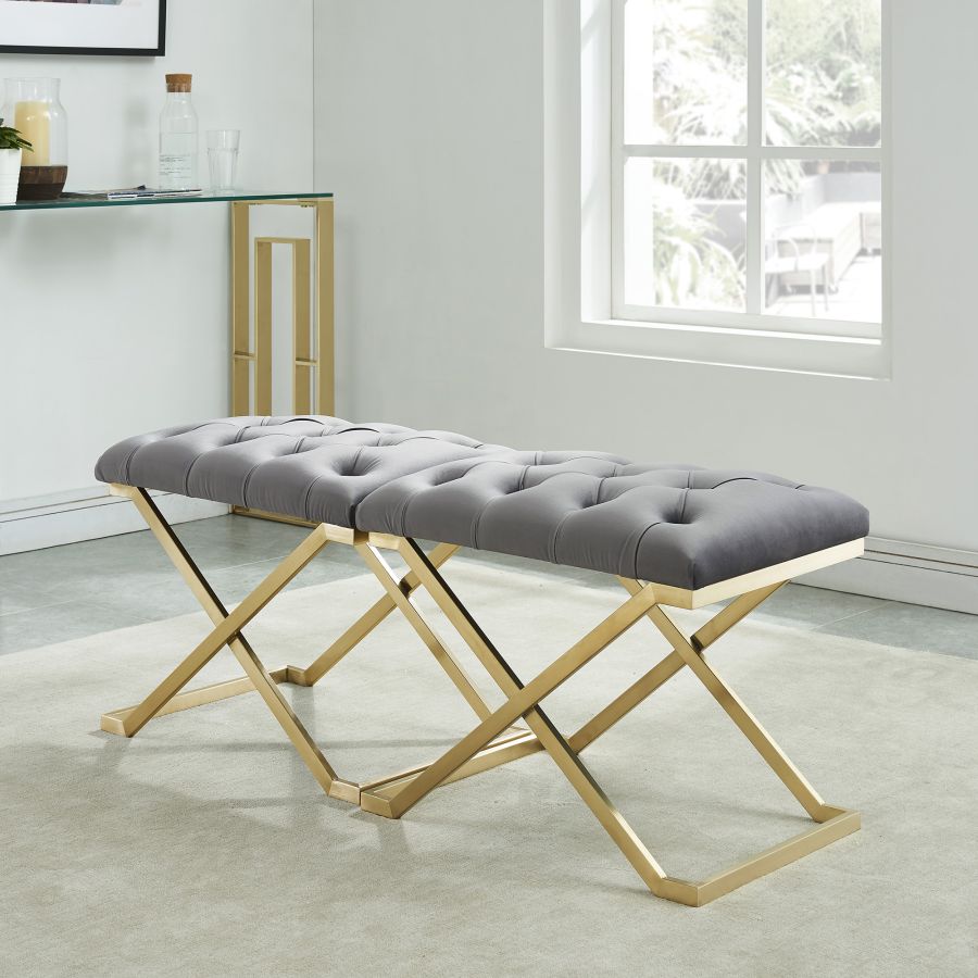 Banc Rada en gris/or