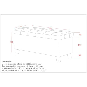 Pouf de rangement rectangulaire Winston en noir