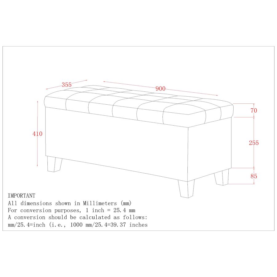 Pouf de rangement rectangulaire Winston en blanc