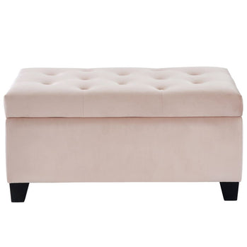 Pouf de rangement rectangulaire Sally en rose poudré