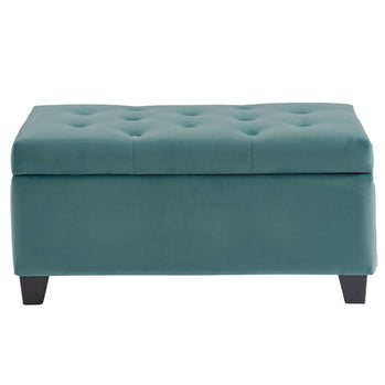 Pouf de rangement rectangulaire Sally en bleu sarcelle