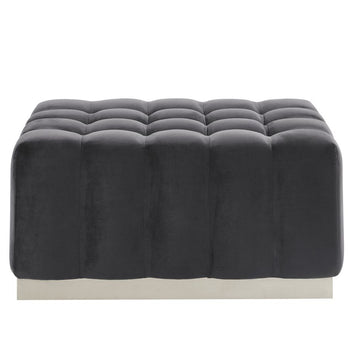 Pouf cocktail rectangulaire Magnum en gris/argent