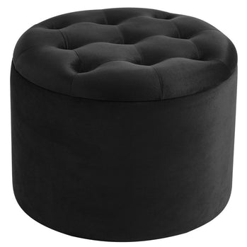 Pouf de rangement rond Talia en noir