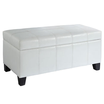 Pouf de rangement rectangulaire Bella en blanc