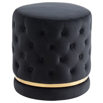 Pouf rond Delilah en noir/or