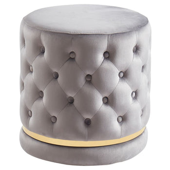 Pouf rond Delilah en gris/or