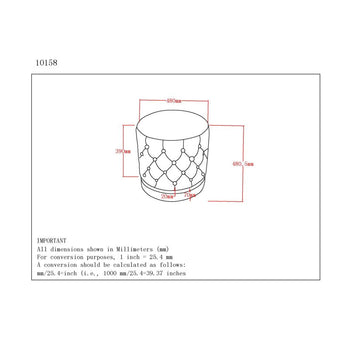 Pouf rond Delilah en gris/or