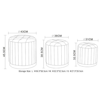 Ensemble de 3 poufs de rangement Tobi en blush et or