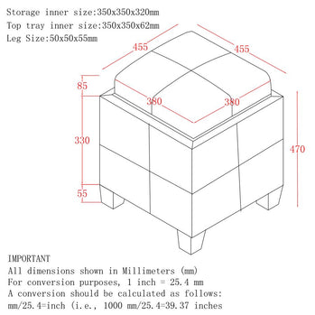 Pouf de rangement carré Anton II en gris