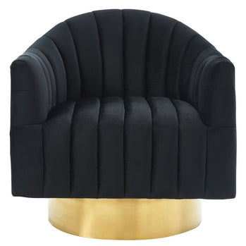 Chaise d'appoint pivotante Cortina en noir/or