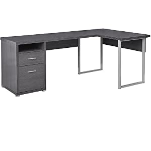 BUREAU D'ORDINATEUR - 80"L / GRIS ORIENTATION GAUCHE OU DROITE