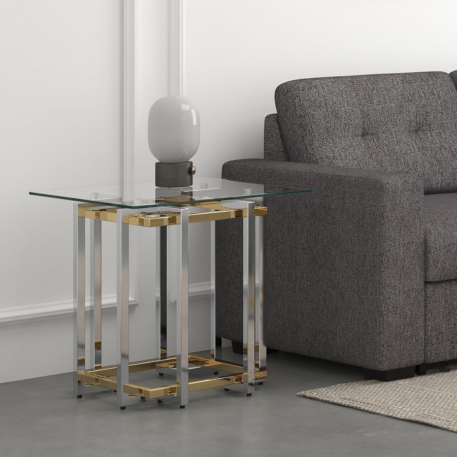 Table d'appoint Florina en argent et or