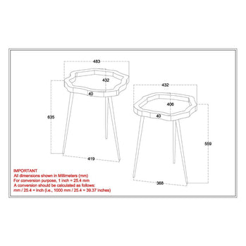 Ensemble de table d'appoint 2 pièces Disha en noir