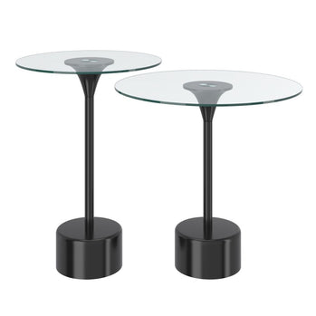 Ensemble de table d'appoint Tulipe 2 pièces en noir