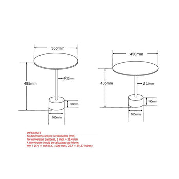 Ensemble de table d'appoint 2 pièces Tulipe en or