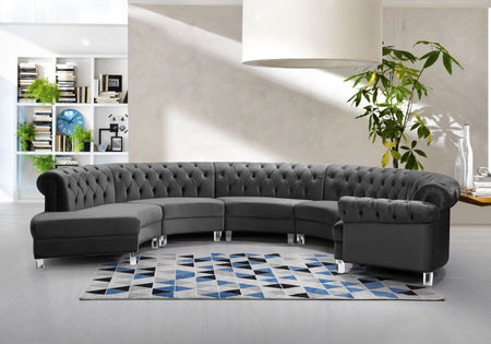 Sectionnel modulaire en velours Anabella