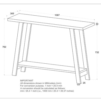 Table console Volsa en noyer