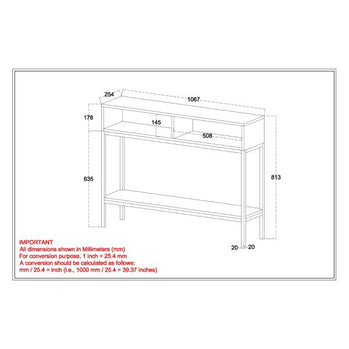 Table console Ojas en naturel brûlé