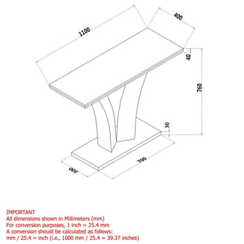 Table console Napoli en gris