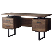 BUREAU D'ORDINATEUR - 60"L / BOIS DE RÉCUPÉRATION BRUN / MÉTAL NOIR