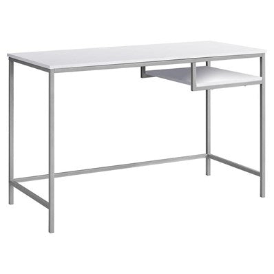 BUREAU D'ORDINATEUR - 48"L / BLANC / METAL ARGENT