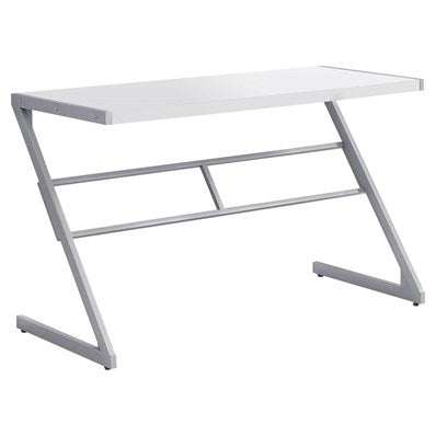 BUREAU D'ORDINATEUR - 48"L / BLANC / METAL ARGENT