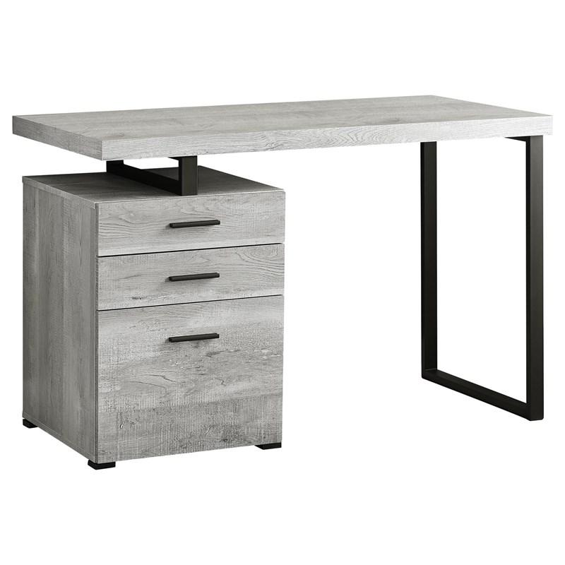BUREAU D'ORDINATEUR - 48"L / BOIS DE RÉCUPÉRATION GRIS / MÉTAL NOIR