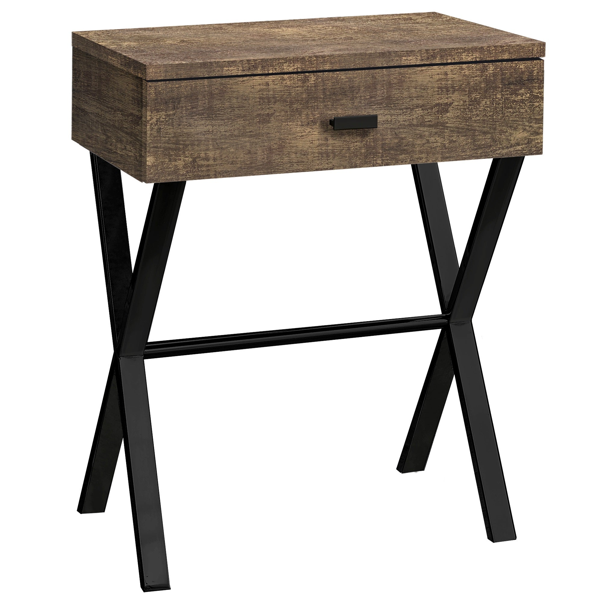TABLE D'APPOINT - 24"H / BOIS BRUN / METAL NOIR