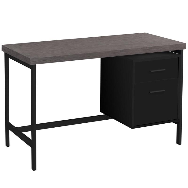 BUREAU D'ORDINATEUR - 48"L / NOIR / DESSUS GRIS / METAL NOIR