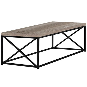 TABLE BASSE - ASPECT BOIS TAUPE / MÉTAL NOIR 