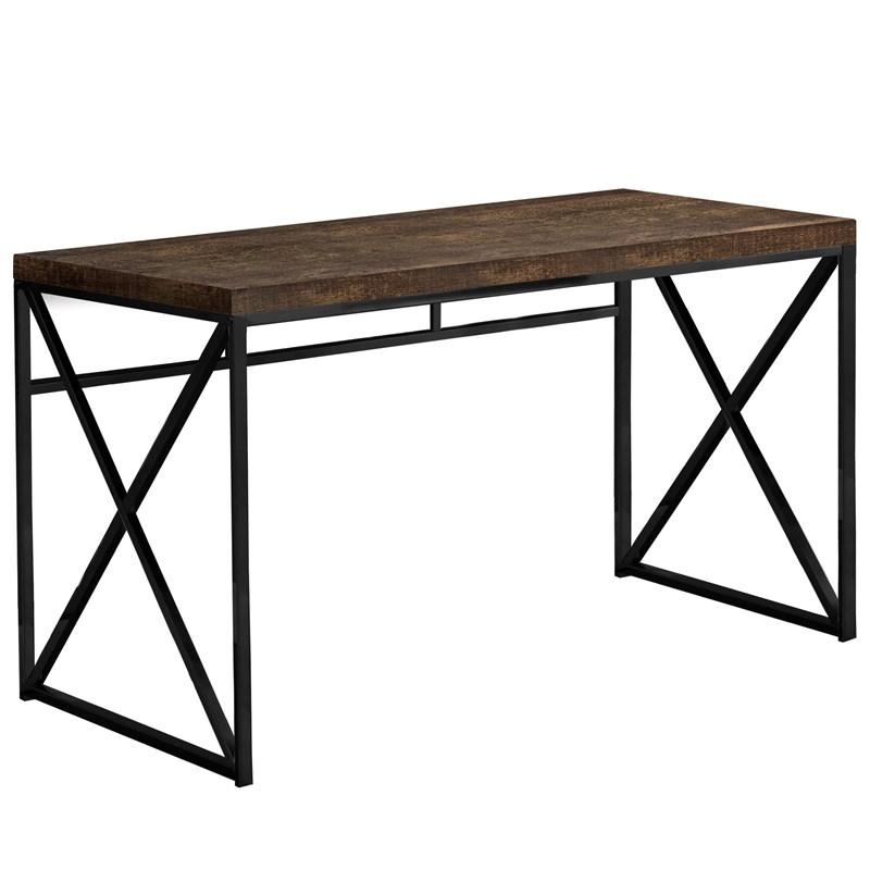 BUREAU D'ORDINATEUR - 48"L / BOIS DE RÉCUPÉRATION BRUN / MÉTAL NOIR