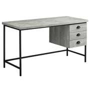 BUREAU D'ORDINATEUR - 55"L / BOIS BRUN / MÉTAL NOIR