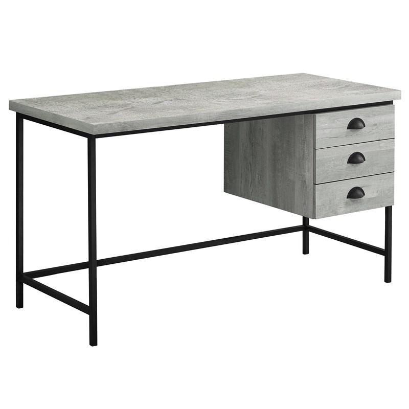 BUREAU D'ORDINATEUR - 55"L / BOIS BRUN / MÉTAL NOIR