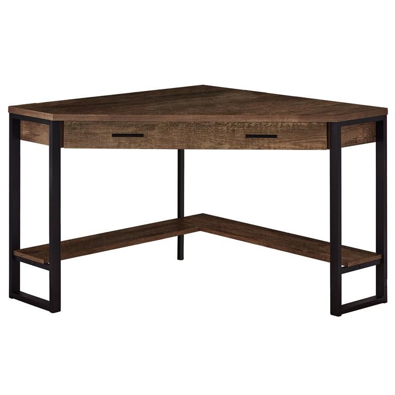 BUREAU D'ORDINATEUR - 42"L / COIN BOIS BRUN