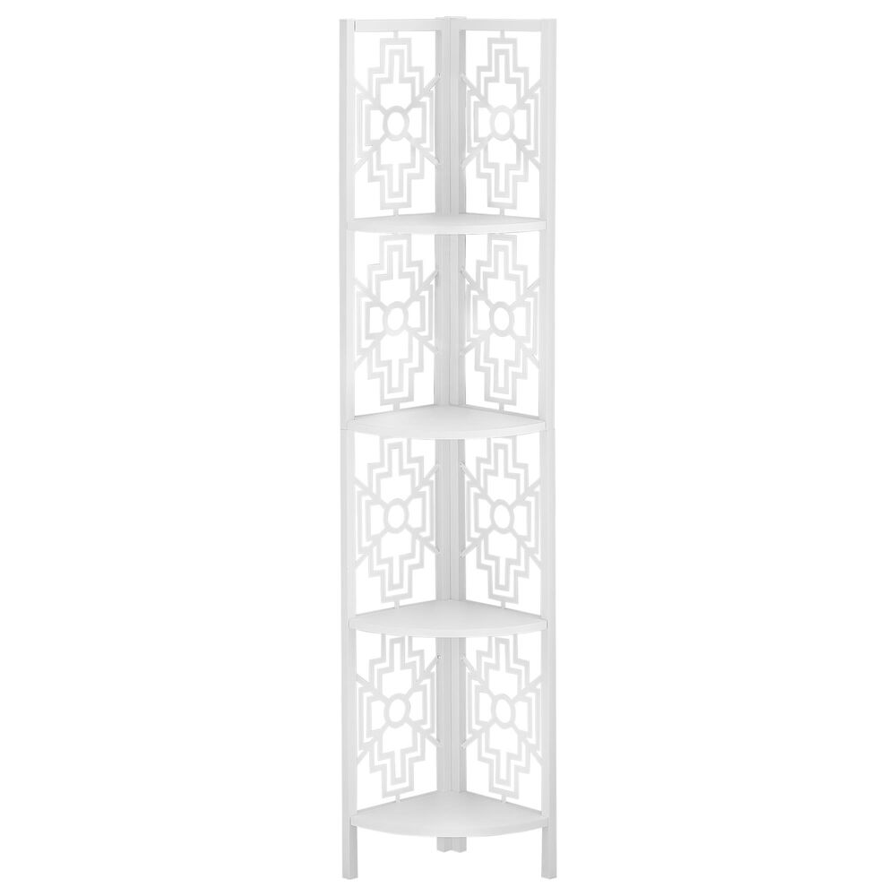 Étagère de Coin 62" : Bibliothèque en Métal et Bois Blanc