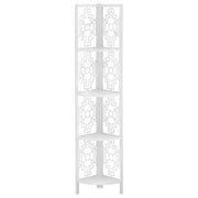 Étagère de Coin 62" : Bibliothèque en Métal et Bois Blanc