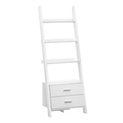 BIBLIOTHÈQUE - 69"H / ÉCHELLE BLANCHE AVEC 2 TIROIRS DE RANGEMENT