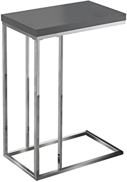 TABLE D'APPOINT - GRIS AVEC MÉTAL CHROMÉ
