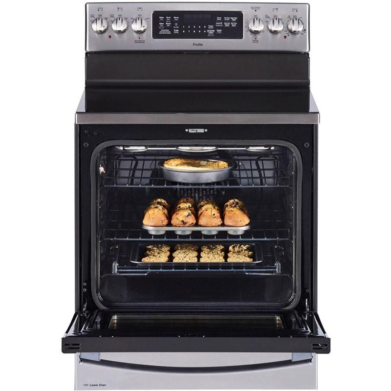 Cuisinière Électrique Autonome À 5 Éléments Et Four Double De 7,2 Pi³ / 30" En Acier Inoxydable *PRODUIT NEUF* Profile De GE ( PCB987YMFS )